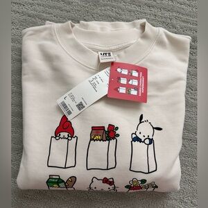 NWT-Uniqlo Sanrio Supermarket Grocery Sweatshirt, Off White, L, with bonus gift!